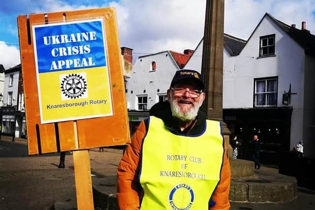 The Rotary Club of Knaresborough has been out in Knaresborough Market Place collecting donations for the Ukraine Crisis Appeal