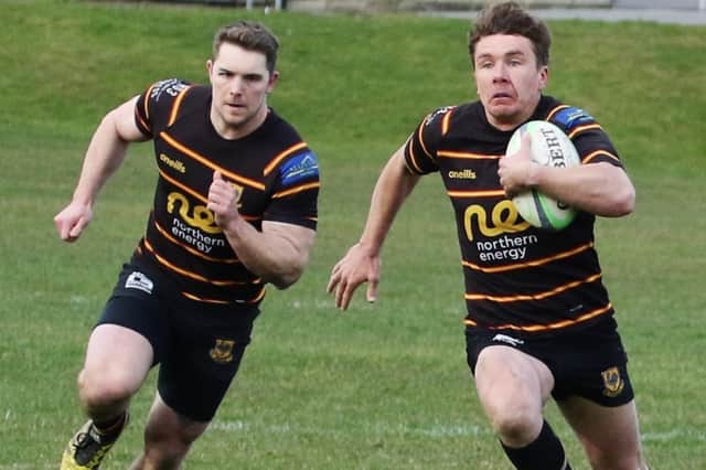 Harrogate Pythons' centre partnership of Tim Evans, left, and Joe Bentham in action against Halifax Vandals. Picture: Submitted