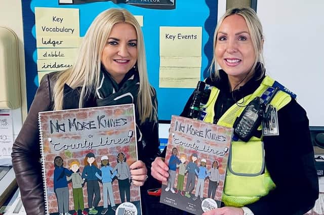 Christina Gabbitas with PCSO Annie Newbould at Tadcaster Primary school.