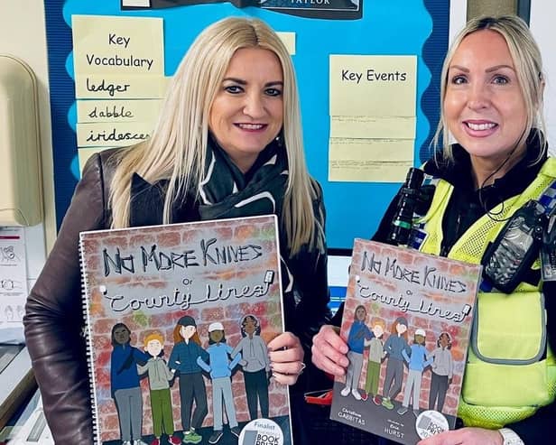 Christina Gabbitas with PCSO Annie Newbould at Tadcaster Primary school.