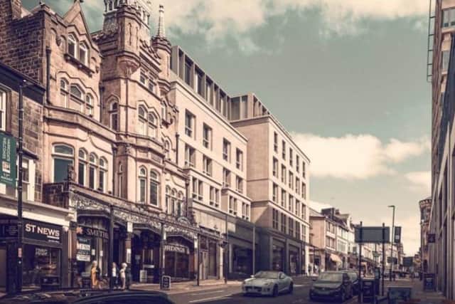 A computer-generated image of the proposed building to replace Harrogate's empty Debenhams store.