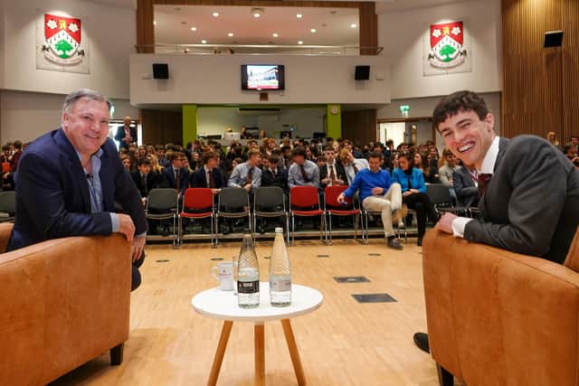 Former Shadow Chancellor Ed Balls has been talking about stammering and politics during a visit to Harrogate’s Ashville College