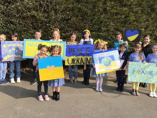 Children from St Joseph’s Catholic Primary School in Harrogate hosted a peace walk on Monday as part of their ‘United for Ukraine’ day