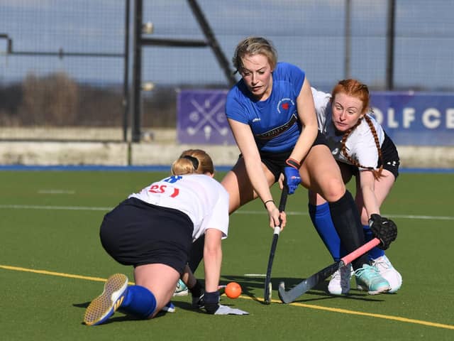 Holly Oldham was on target for Harrogate Hockey Club Ladies 1st XI in their 2-1 loss at Newcastle University. Picture: Gerard Binks