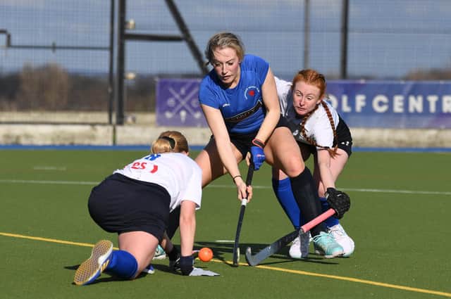 Holly Oldham was on target for Harrogate Hockey Club Ladies 1st XI in their 2-1 loss at Newcastle University. Picture: Gerard Binks