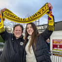 Harrogate Town supporter Dave Worton, left, and his daughter, Molly, outside the EnviroVent Stadium.