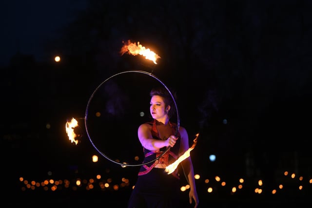 Fire artists perform in the Valley Gardens