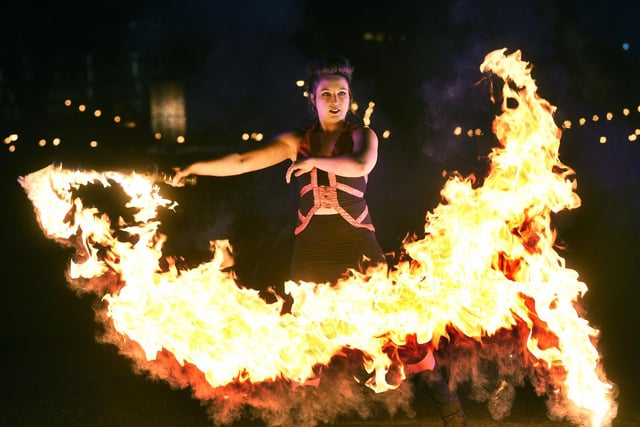 Fire artists perform in the Valley Gardens