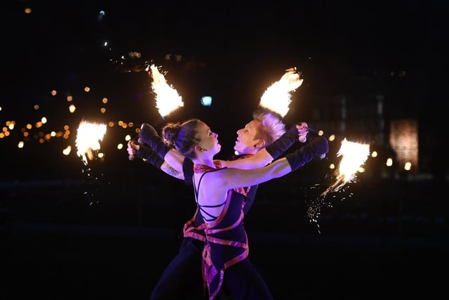 Fire artists perform in the Valley Gardens