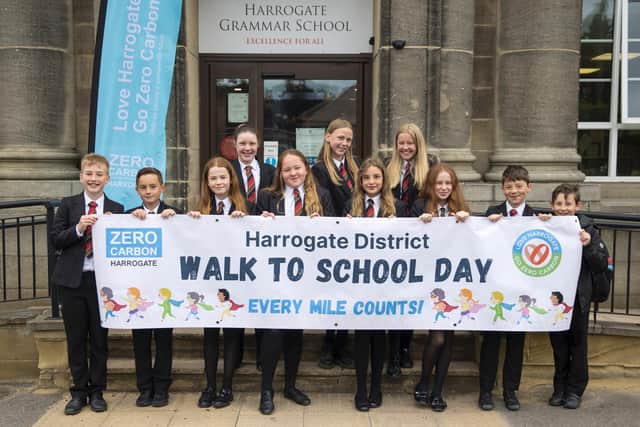 Harrogate District Walk to School Day - Harrogate Grammar School took the eco top spot for secondary schools with 89% participation.