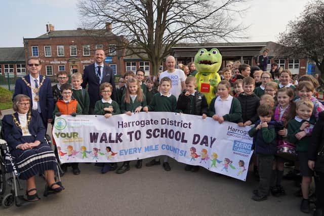 Willow Tree Primary School were joined by Harrogate Town, club mascot Harry Gator and Zero Carbon Harrogate for their Harrogate District Walk to School Day