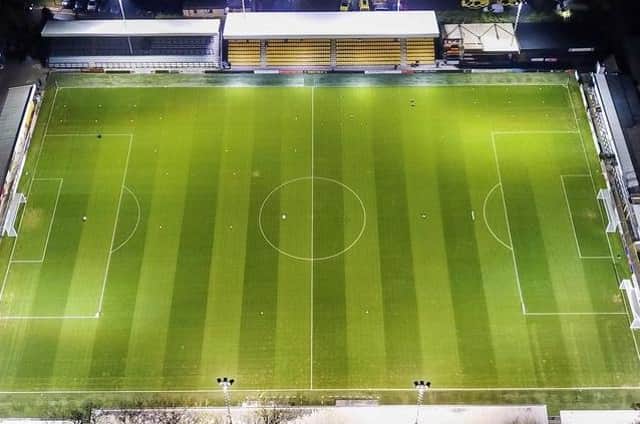 From above: Harrogate Town's EnvioVent Stadium on Wetherby Road.