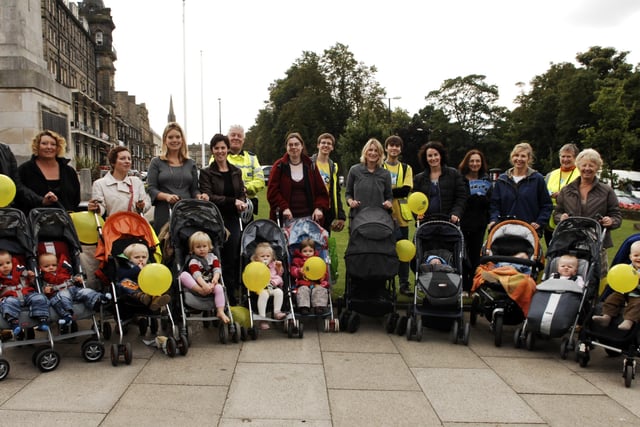 Participants in a Car Free Day Toddle from Valley Gardens to Harrogate Town centre.