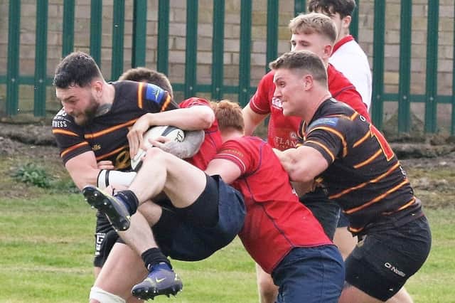 Harrogate Pythons' Sam Beagrie powers towards the Sheffield Medicals try-line. Pictures: Submitted