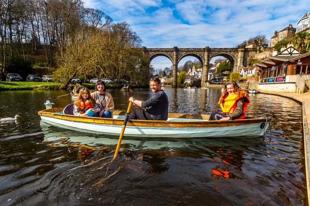 Rachael and Neil Kelly, of Leeds, with their two daughters Niamh, 8, and Lily-Beth, 11, having quality time together on a rowing boat from Marigold's Boat Hire, Knaresborough.
