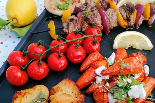 Souvlaki served with Greek lemon potatoes