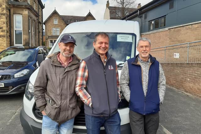 Ukraine mission from Harrogate - From left, senior pastor of Mowbray Community Church, Dr David Bolton, Martin Harrison and Peter Fullarton just before they set off for Poland.