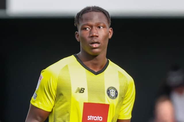Emmanuel Ilesanmi was introduced as a late substitute during Harrogate Town's 2-1  home defeat to Colchester United. Pictures: Matt Kirkham