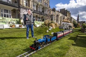 11 April 2021.......   Hotelier Simon Cotton who has created the Yorkshire Dales beer garden outside  The Yorkshire Hotel in the centre of Harrogate.  Picture Tony Johnson