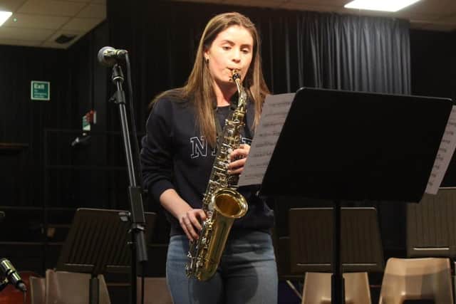 Niamh Cunningham performed 'Ballade' on alto saxophone at Rossett School's annual Acoustic Night