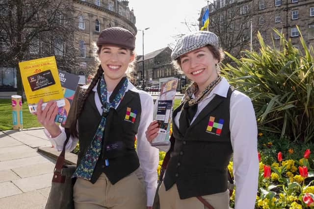 Welcome to Harrogate - Abigail Smith and Rebecca Evans, two of the four Harrogate Hosts who will be in Harrogate town centre most weekends up to Christmas.