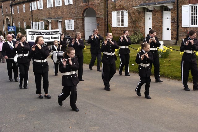 Goldsborough easter extravanganza, Harrogate baptist church marching band parade through Goldsborough.