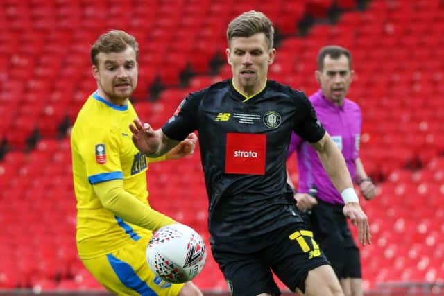 Lloyd Kerry in action during Harrogate Town's FA Trophy final triumph over Concord Rangers.