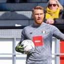 Harrogate Town goalkeeper Mark Oxley in action against Salford City. Picture: Matt Kirkham