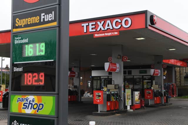 The average cost of a litre of unleaded petrol went up by a huge 11.62p to end March at 163.28p per litre