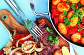 Karen's steak Espagnole with patatas bravas