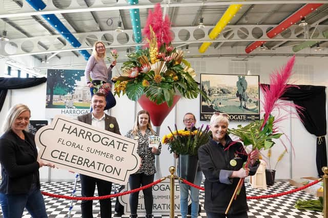 Harrogate BID Chair Sara Ferguson, Harrogate BID Manager Matthew Chapman, Blameys Florist Fran Addis, Harrogate BID Business and Marketing Executive Bethany Allen, Blameys Owner Ruth Fisher, and Harrogate BID Business Liaison Officer Jo Caswell.