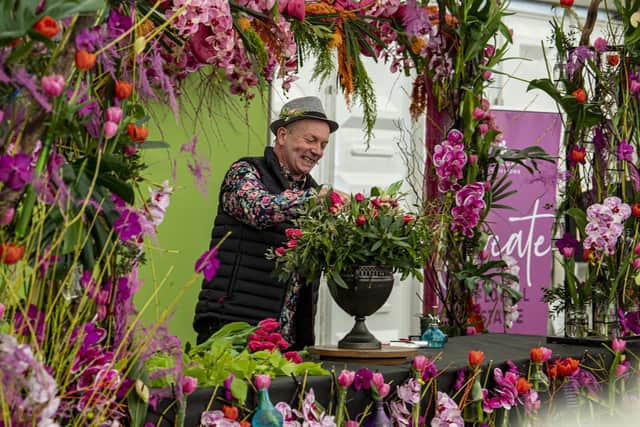 Florist Jonathan Mosesley takes to the CREATE! stage at the Harrogate Spring Flower Show