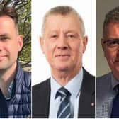 Left to right: Current councillors Matt Scott, Mike Chambers and Graham Swift are amongst the 21 Conservatives standing for election.