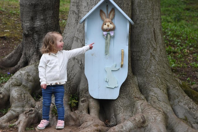 Two-year-old Evie Clarke pictured at the Bunny Door Trail held at Mother Shipton's Cave in Knaresborough
