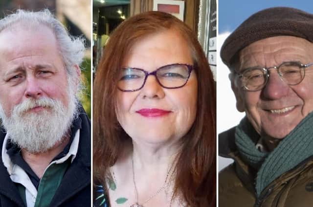 Left to right: Green party candidates Arnold Warneken, Tamsin Worrall and Bill Rigby.