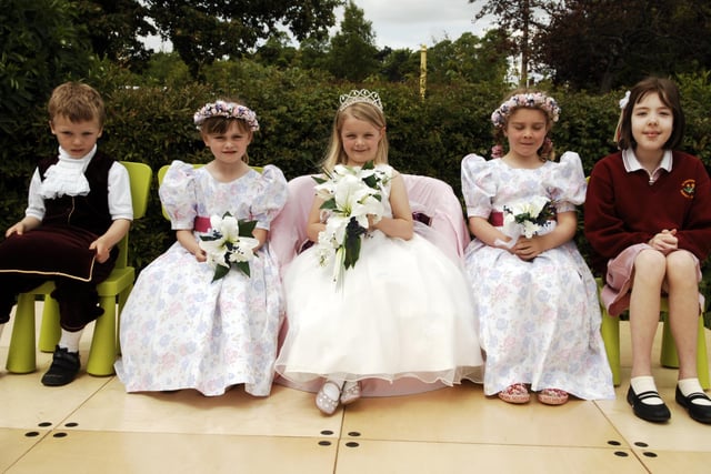 The Primrose Lane May Day Queen Ella Jackson (centre) and her attendants Sam Blackman, Kayleigh Morrell, Emily Mitchell and Hannah Stone.