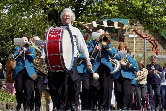 The Dacre Silver Band lead the procession at Glasshouses May Day Gala.