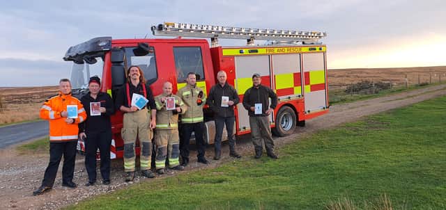 Harrogate and Summerbridge fire crews with some of the 'Nidderdale Moorland Group' in Nidderdale