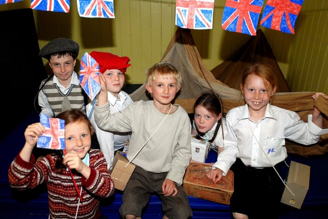Pupils from North Rigton School take part in a street party to celebrate VE Day.