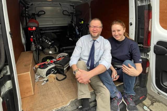 Charity mission - Andy Dennis is a staff nurse in the Intensive Care Unit at Harrogate District Hospital while his partner Tracey Hill is a staff nurse at the Nurse Dermatology Department at York Hospital.