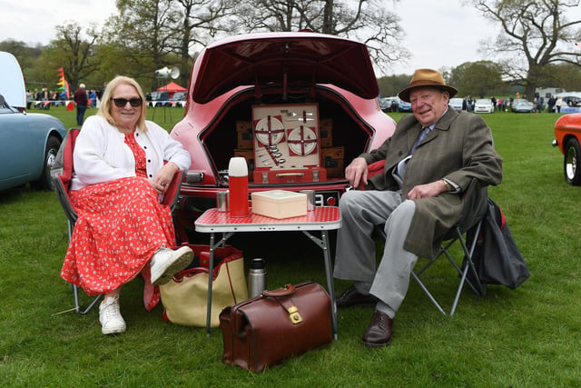 Picnic time for Pamela and Kevin Fee with their 1953 Bristol 401, one of only 600 made
