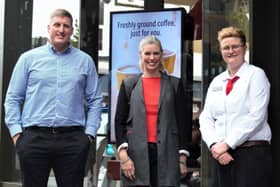 Dean Fitzmaurice (Middlesbrough McDonalds Franchise Owner), Bianca Robinson (Chief Executive of CEO Sleepout) and Leanne Evans from McDonalds