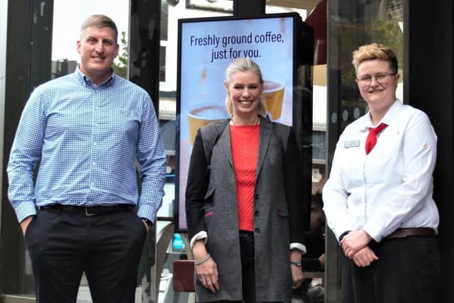 Dean Fitzmaurice (Middlesbrough McDonalds Franchise Owner), Bianca Robinson (Chief Executive of CEO Sleepout) and Leanne Evans from McDonalds