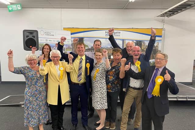 The Lib Dems celebrate their success in Harrogate in elections for the new council authority set to run all of North Yorkshire.