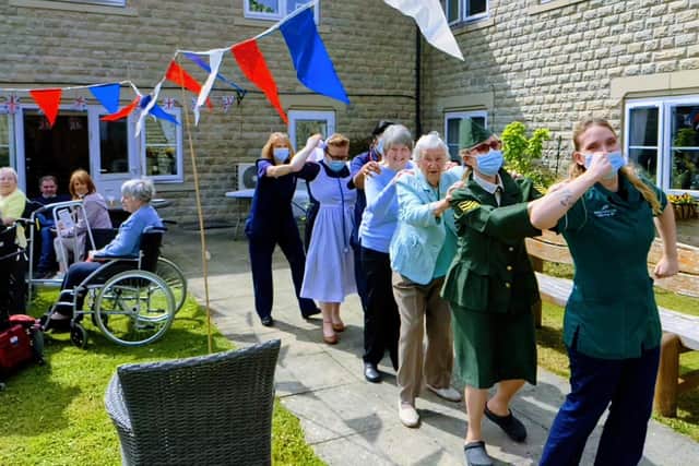 Residents and staff at Thistle Hill Care Centre in Knaresborough marked the anniversary of Victory in Europe Day by throwing a 1940s tea party