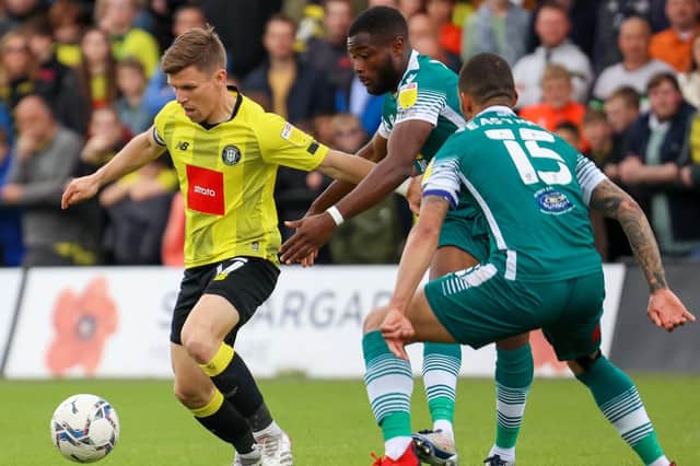 Lloyd Kerry in action for Harrogate Town during Saturday's 2-0 League Two defeat to Sutton United at Wetherby Road. Pictures: Matt Kirkham