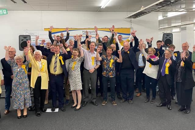 The Lib Dems celebrating at last Friday's election count.