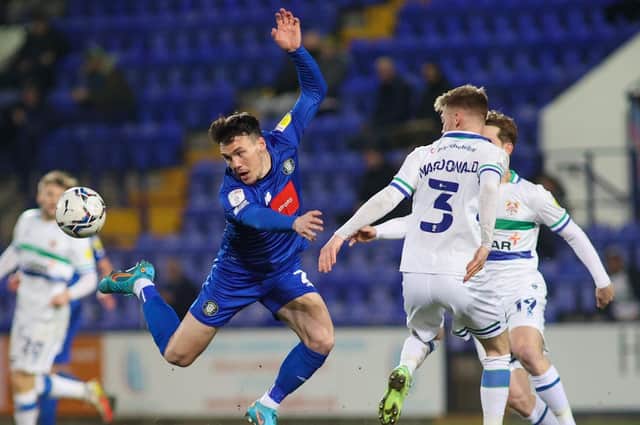 Ryan Fallowfield in action for Harrogate Town against Tranmere Rovers during the 2021/22 season. Pictures: Matt Kirkham