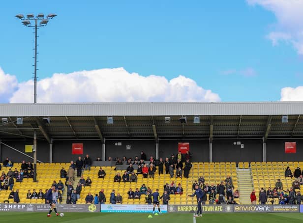 The Main Stand at Harrogate Town's EnviroVent Stadium. Picture: Matt Kirkham