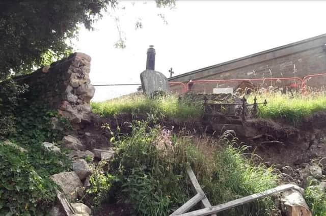 The wall at St Andrew’s Church collapsed in February 2020.